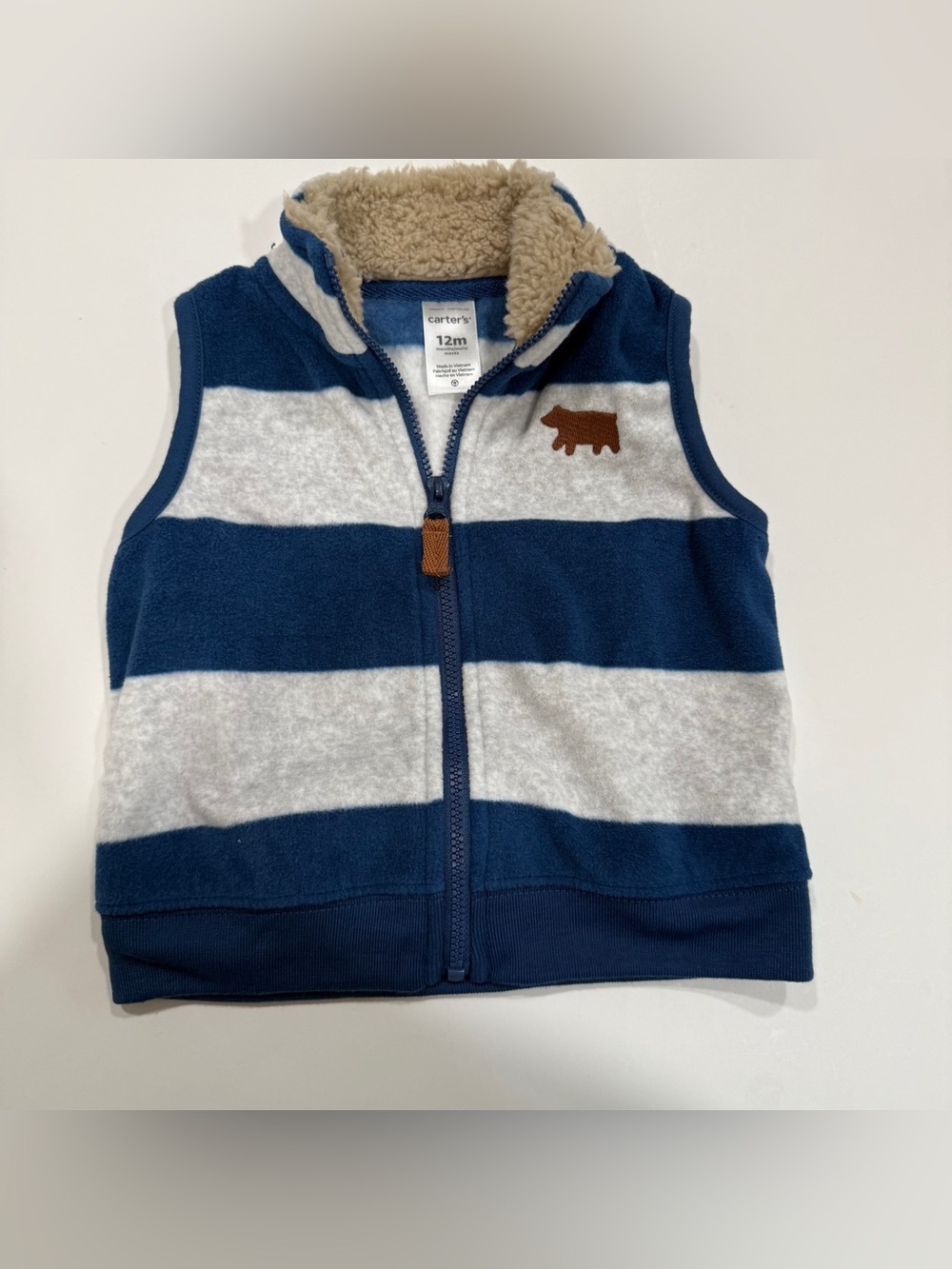 Carter’s fleece striped vest boys 9 to 12 months